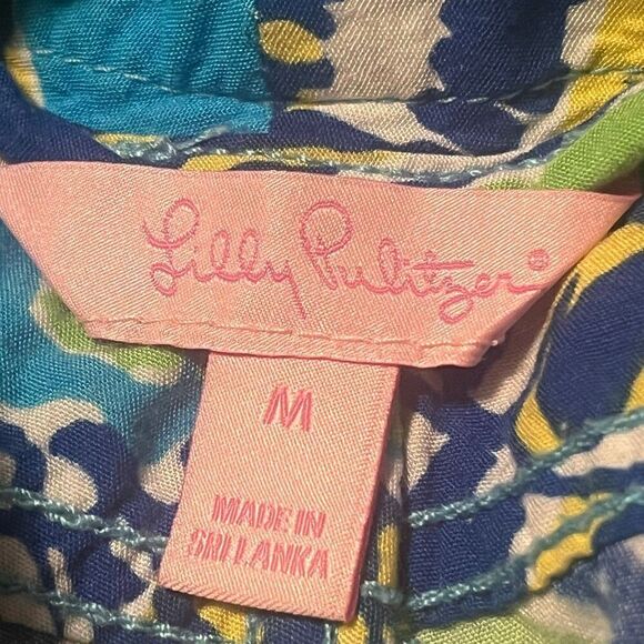 Lily Pulitzer Pippa Blue Shells Drawstring Palazzo 4 Pocket Rayon Pants Sz M - Picture 5 of 8